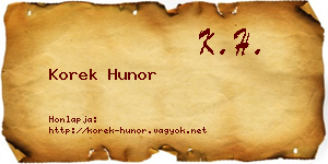 Korek Hunor névjegykártya